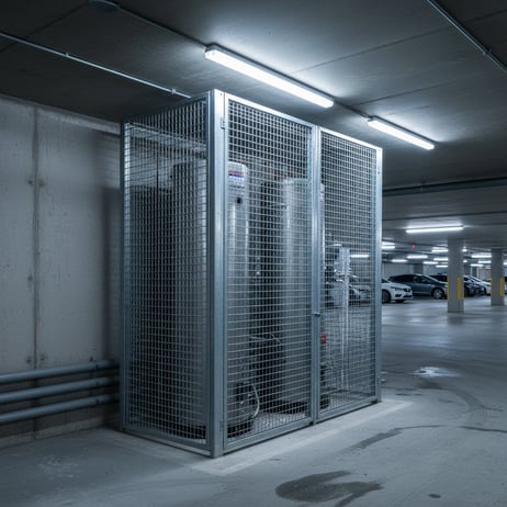 Heat Pump Water Heaters in parking garage