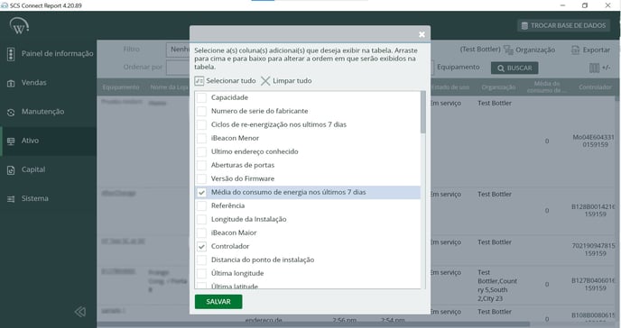 marque o campo para Consumo médio de energia nos últimos 7 dias.