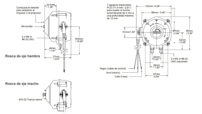 Dimensiones del motor ECR2