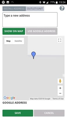 Install address screen